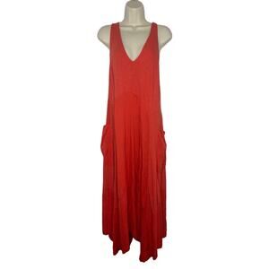 Daily Practice Maxi Dress Women's Large Red Flowy Resort Vacay Travel Casual